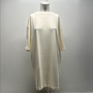 Lamarque Blouse Shirt Top 3/4 Sleeve Cotton Knit Ribbed Neck Cream Nwt New Large